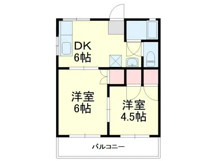 山本ハイツ(2DK/1階)の間取り写真