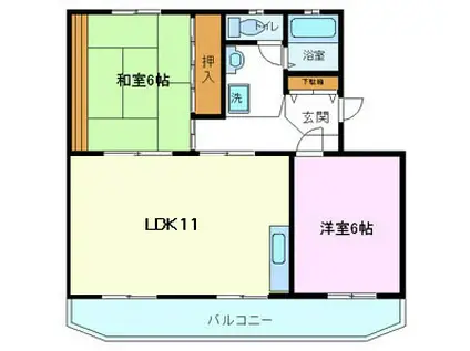 遠藤ハイツB(2LDK/3階)の間取り写真