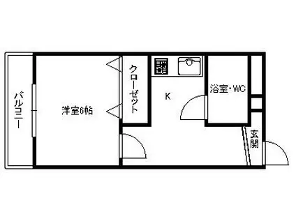 協栄マンション OYAMA(1K/6階)の間取り写真