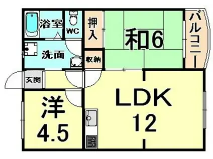 サンコーポ武庫(2LDK/4階)の間取り写真