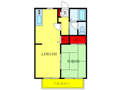 サンガーデンさくらC(1LDK/2階)の間取り写真