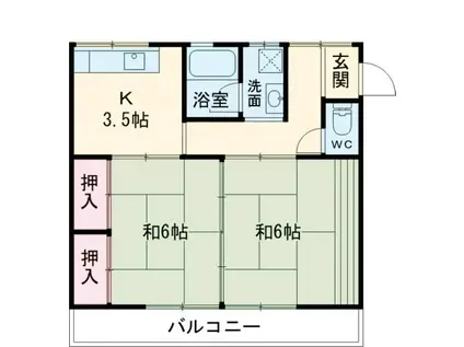 横井マンション(2K/3階)の間取り写真