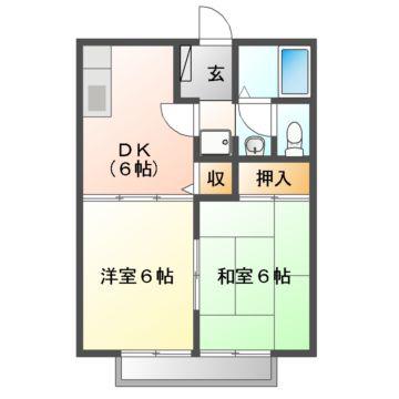 ビーラインアワネA(2DK/2階)の間取り写真