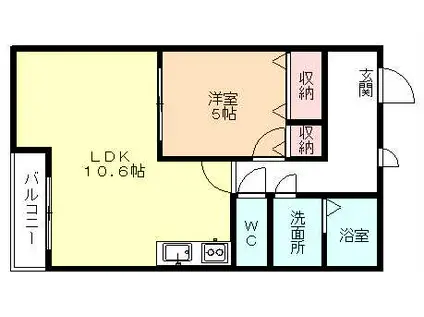 ハートフルマンション シンシア(1LDK/3階)の間取り写真