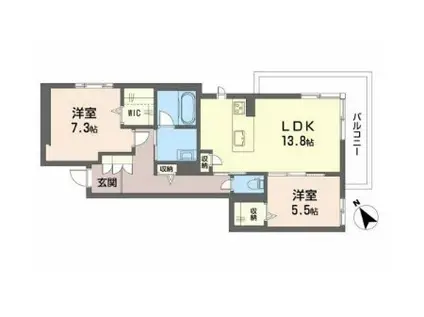 シャーメゾン ヴィラ 平田台(2LDK/2階)の間取り写真
