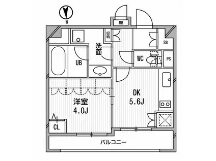 クリオ三田ラ・モード(1DK/9階)の間取り写真