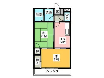 サンヴェール(2DK/2階)の間取り写真