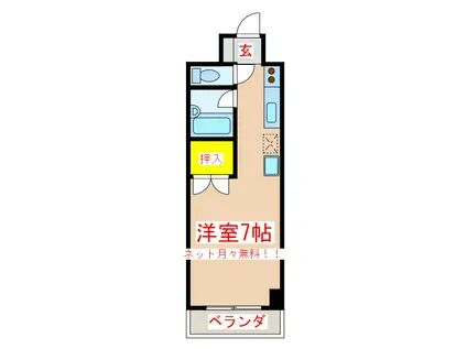 パルセスユニ(ワンルーム/3階)の間取り写真