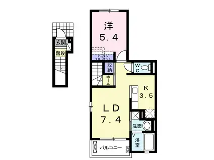 木村ロイヤルマンションVII(1LDK/2階)の間取り写真
