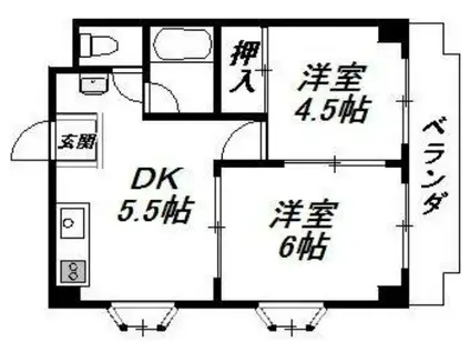 ファミール仙石(2DK/3階)の間取り写真