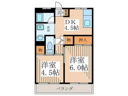 鎌倉プラザ(2DK/3階)の間取り写真
