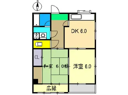 アンジュマンション(2DK/3階)の間取り写真