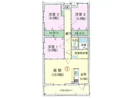 ブライム トライアングル301(3LDK/3階)の間取り写真