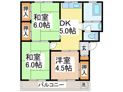 江前マンション(3DK/2階)の間取り写真
