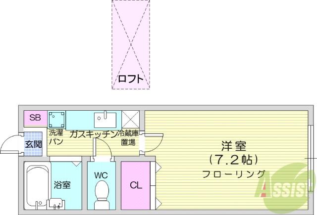 ベルパークみずほ台(1K/2階)の間取り写真