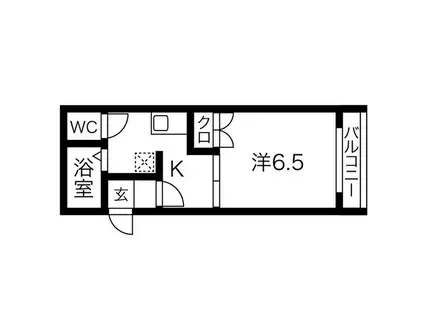 地下鉄中央線 弁天町駅 徒歩6分 3階建 築22年(1K/3階)の間取り写真