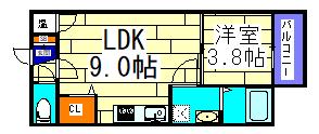 GRANDIR 大和田(1LDK/3階)の間取り写真