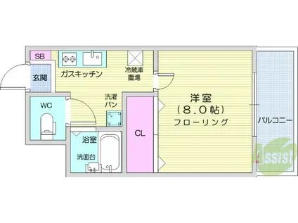 バ-シティハウス泉B(1K/4階)の間取り写真