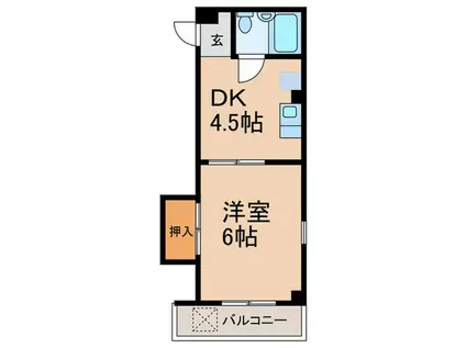 第2ニシノビル(1DK/3階)の間取り写真