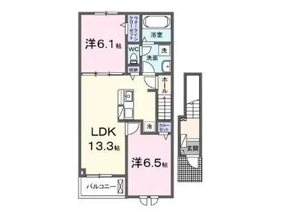 ル・クール A(2LDK/2階)の間取り写真