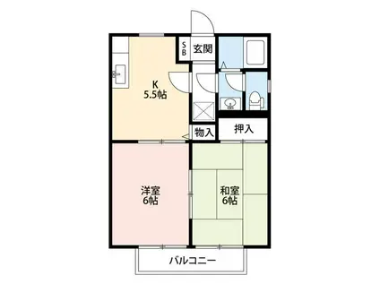 サンガーデン明戸(2K/2階)の間取り写真