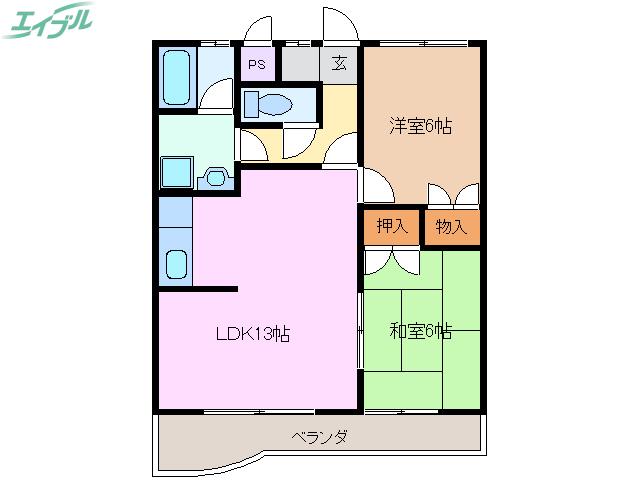 プラムハイツ(2LDK/2階)の間取り写真