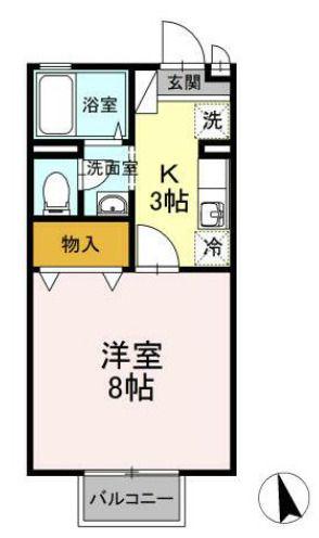 フローラルセキ(1K/1階)の間取り写真