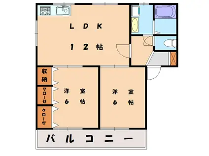 コンフレール松崎(2LDK/2階)の間取り写真