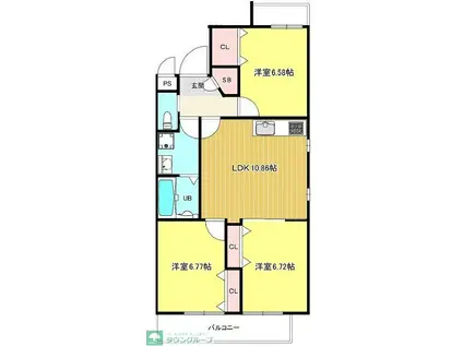 プルメリア与野(3LDK/4階)の間取り写真