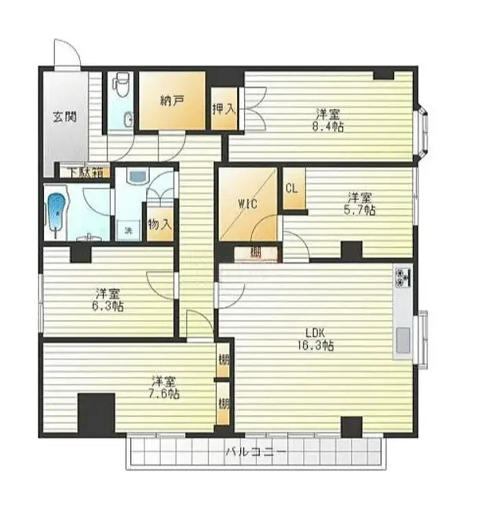 シティーコート田辺 2階階 間取り