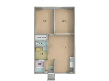 オードハイム(2DK/2階)の間取り写真