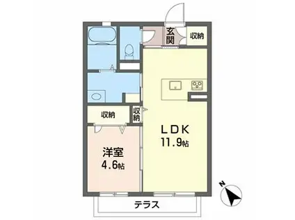 シャーメゾンルシエール(1LDK/1階)の間取り写真