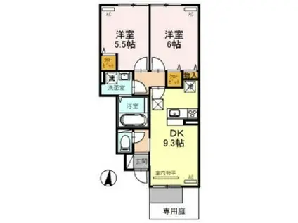 ヴァンドミール流田(2DK/1階)の間取り写真