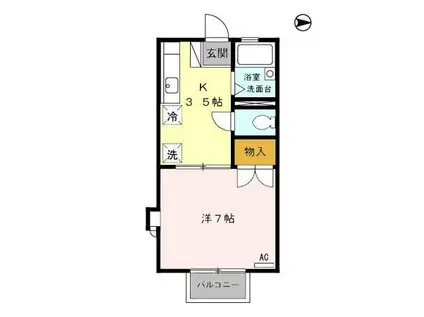 ルミエール関谷(1K/1階)の間取り写真