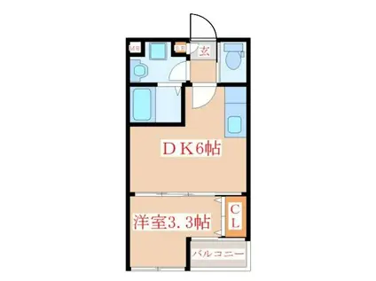 RISING 1ST(1DK/2階)の間取り写真