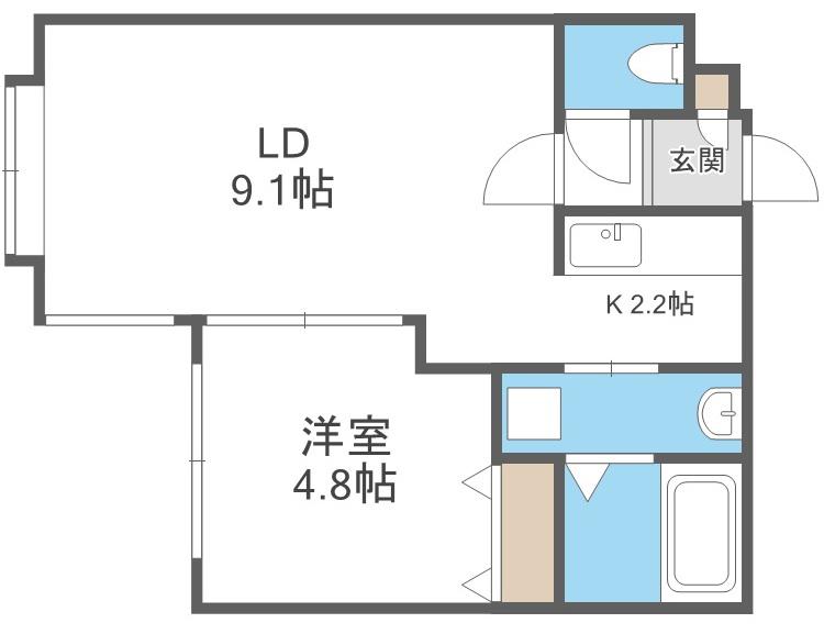 アメニティ千歳北栄(1LDK/2階)の間取り写真
