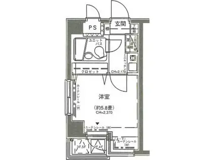フェルテロアール祐天寺(1K/2階)の間取り写真
