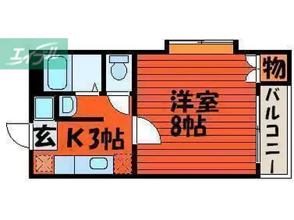 サンガーデン今(1K/1階)の間取り写真