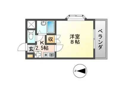 フルブルーム(1K/3階)の間取り写真