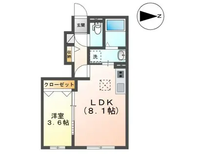 トリコロールIII(1LDK/1階)の間取り写真