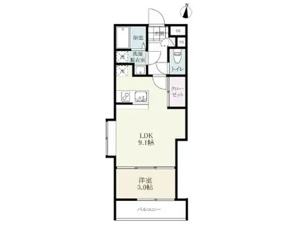 ARK RESIDENCE西田代(1LDK/1階)の間取り写真