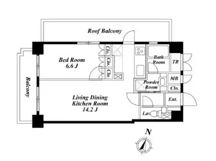 プレミアステージ市ヶ谷河田町(1LDK/7階)の間取り写真
