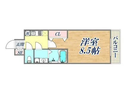 ロアール神戸住吉(1K/3階)の間取り写真