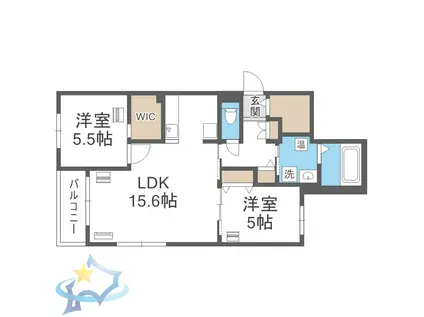 エフュート北円山(2LDK/3階)の間取り写真