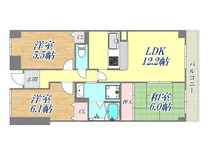 ウエストヒルズⅠ(3LDK/4階)の間取り写真