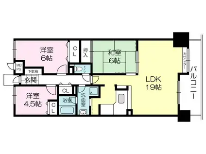 ファミールハイツ加古川壱番館(3LDK/3階)の間取り写真