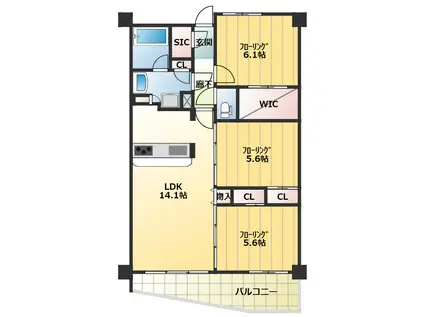 ミオカステーロ大宮(3LDK/5階)の間取り写真