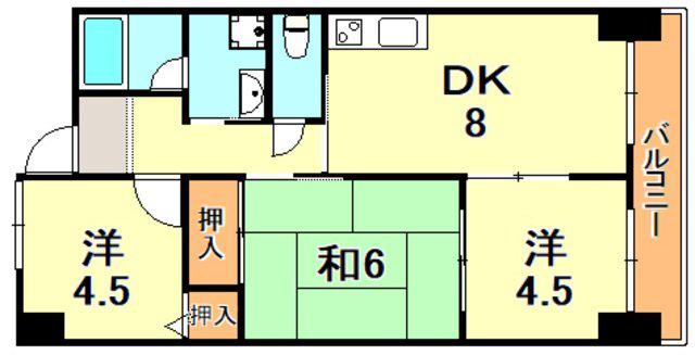 オスプリー塩屋(3DK/6階)の間取り写真