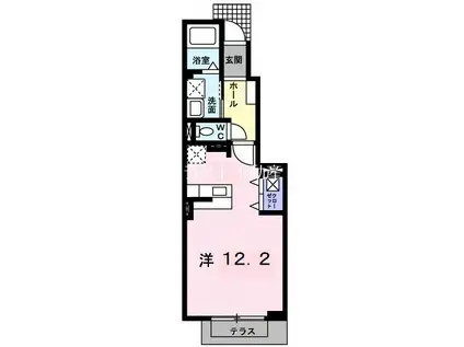 ユニゾンハウスK(ワンルーム/1階)の間取り写真