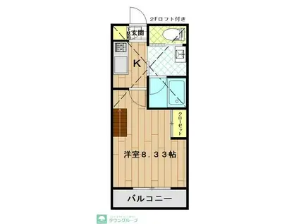 グランドール・F(1K/2階)の間取り写真